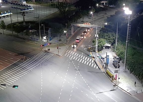 LED투광기 560W 교차로 설치 사례 - 경산 안흥사